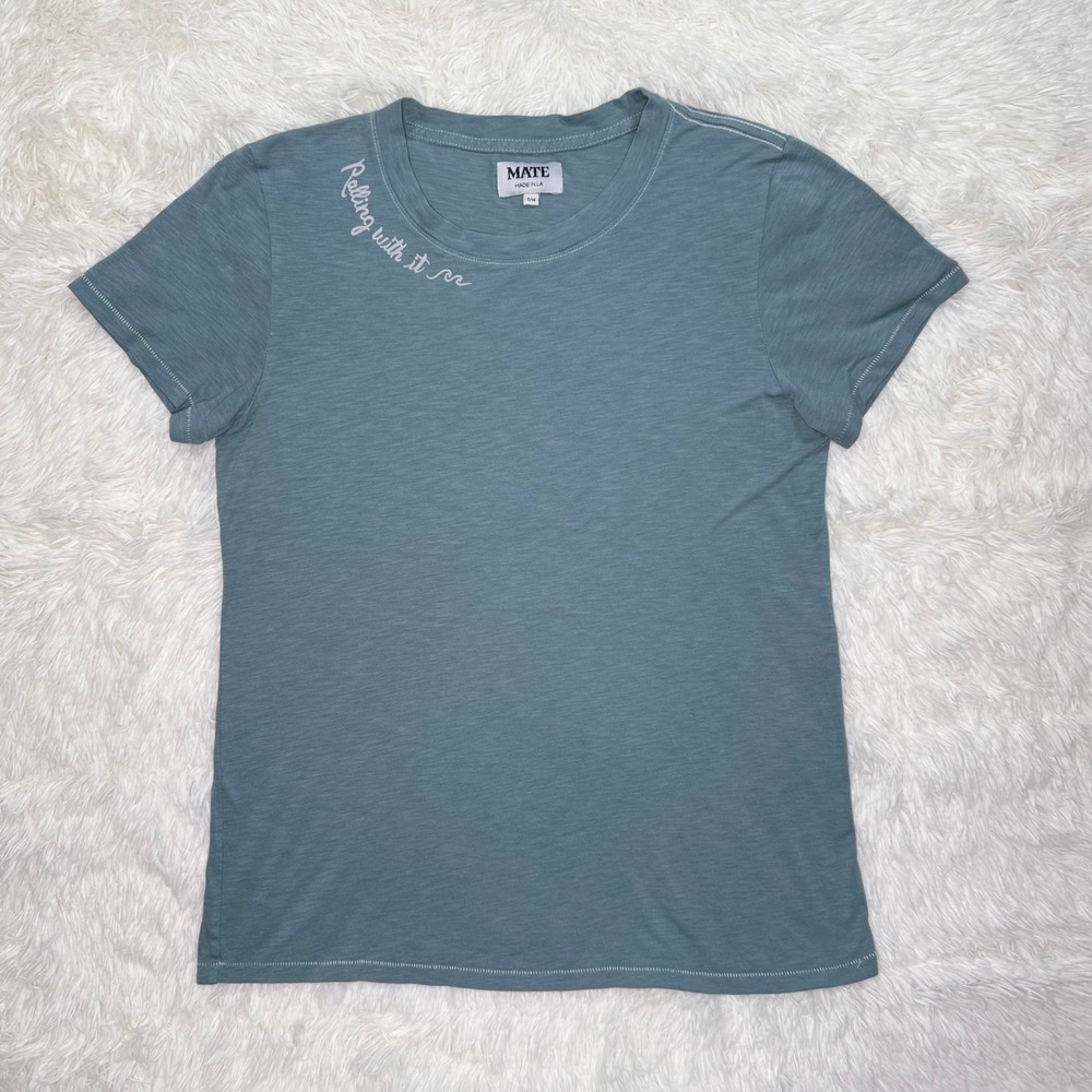 MATE LA Rolling With It Tee Shirt Women's Size S/M Green‎